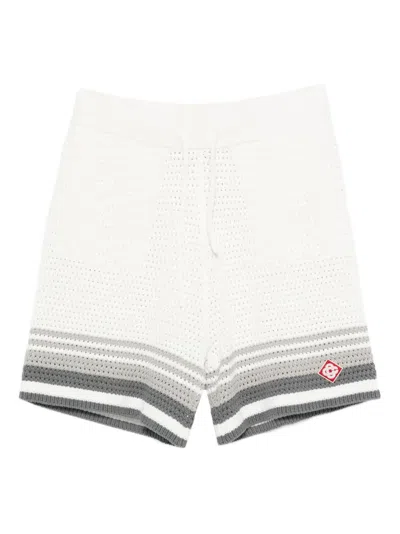 Casablanca Men White Bermuda Pants With Drawstring Waist And Logo Embroidery On The Front In Cotton