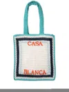Casablanca Girls Crochet Tennis Stripe Tote Bag In White