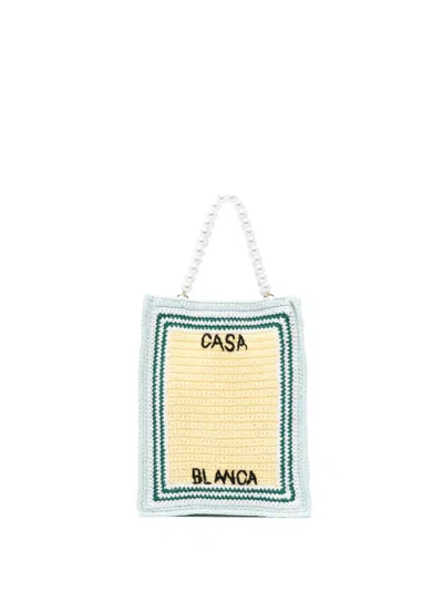 CASABLANCA CROCHET TOTE BAG WITH EMBROIDERED LOGO