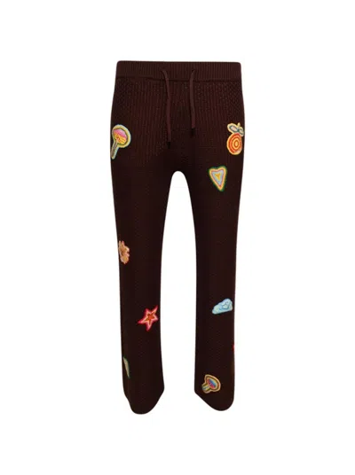 Casablanca Crochet Trousers With Patches Brown