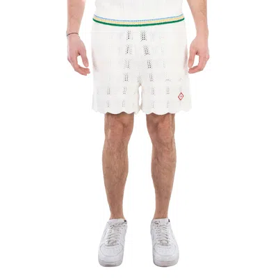 Casablanca Crochet Wave Cotton Shorts, Size Large In White
