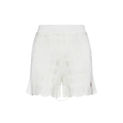 Casablanca Crochet Wave Cotton Shorts In White