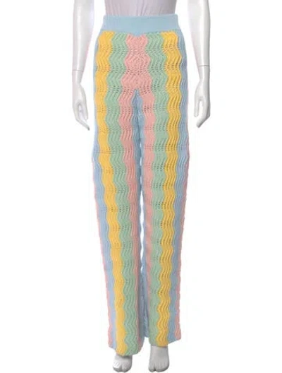 Pre-owned Casablanca Crochet Wide Leg Pants In Blue