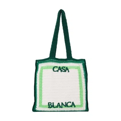 Casablanca Crocheted Cotton Tote Bag  Green