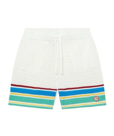 Casablanca Tennis Club Silk Shorts In White