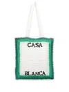 CASABLANCA CROCHETED TENNIS TOTE BAG IN GREEN AND WHITE