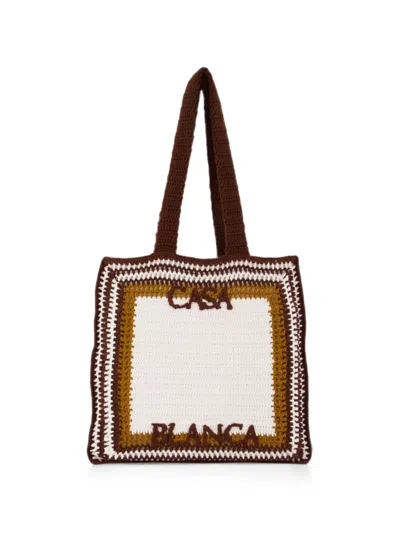 Casablanca Crochet-knit Cotton Tote Bag In Brown