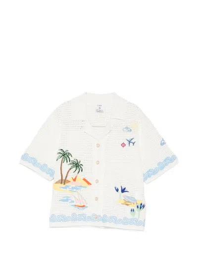 Casablanca Crochet-knit Embroidered Shirt In White