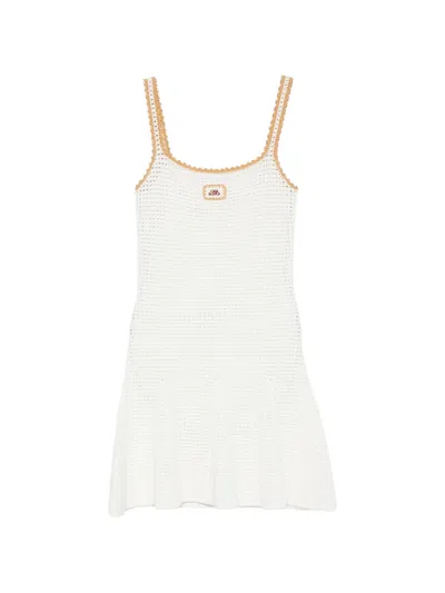 Casablanca Crochet-knit Logo-patch Mini Dress In Multi