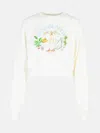 CASABLANCA 'CROP' WHITE COTTON SWEATSHIRT