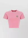 Casablanca Cropped Cotton T-shirt Embroidered Logo In Pink