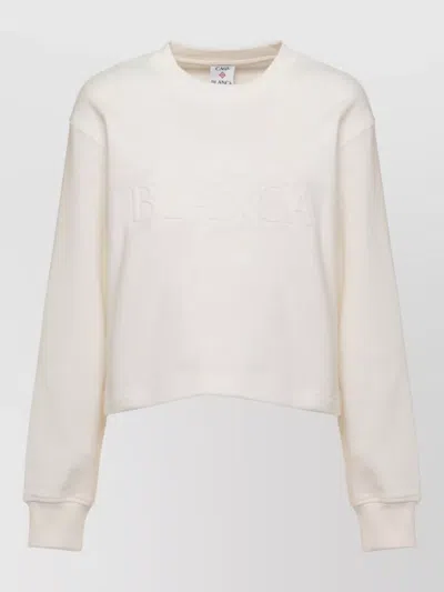 Casablanca Cropped Crew Neck Long Sleeve Sweatshirt In Gray