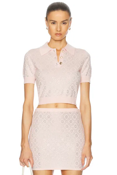 CASABLANCA CROPPED MONOGRAM POLO TOP