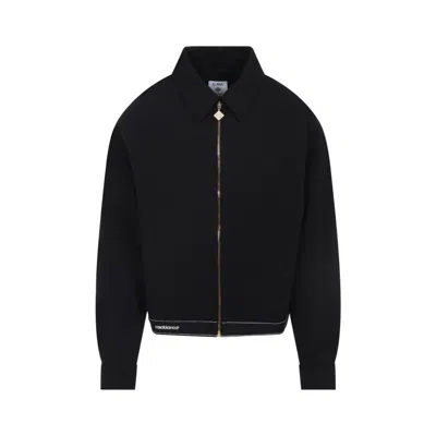 Casablanca Cropped Wool Jacket With Classic Collar In Black