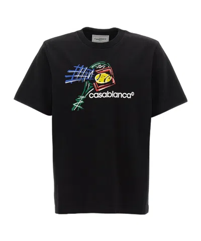 Casablanca Croquis De Tennis Logo-print T-shirt In Black