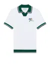 Casablanca White And Green Logo Embroidery Polo Shirt In White