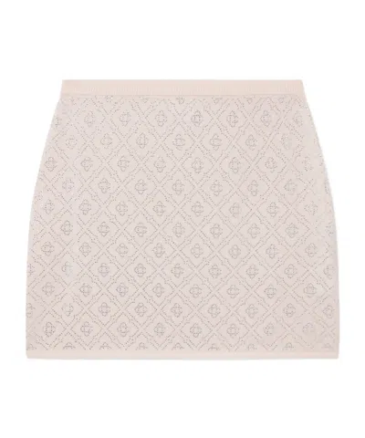 Casablanca Crystal Letters Wool Knitted Miniskirt In Pink
