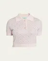 Casablanca Womens Pink Crystal-embellished Monogram Wool Polo Shirt In Pink