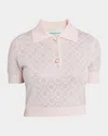 Casablanca Womens Pink Crystal-embellished Monogram Wool Polo Shirt In Pink