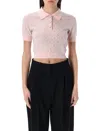Casablanca Womens Pink Crystal-embellished Monogram Wool Polo Shirt