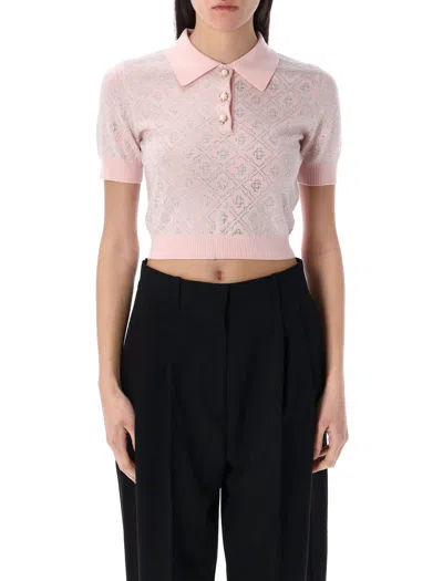 CASABLANCA CASABLANCA CRYSTAL MONOGRAM KNIT POLO SHIRT