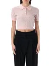 Casablanca Womens Pink Crystal-embellished Monogram Wool Polo Shirt In Pink