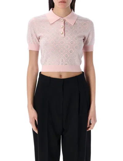 CASABLANCA CASABLANCA CRYSTAL MONOGRAM KNIT POLO SHIRT