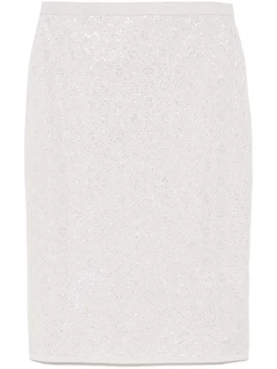 Casablanca Crystal-monogram Skirt In White