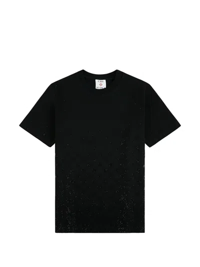 Casablanca Crystal Monogram Classic T-shirt In Black