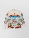 Casablanca Cuban Collar Graphic Print Long Sleeve Shirt