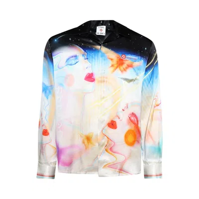 Pre-owned Casablanca Cuban Collar Long-sleeve Shirt 'galactic Connection' | Multi-color | Men's Size Xl