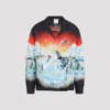 Casablanca Cuban Collar Long Sleeve Shirt In Blue