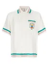 Casablanca Mens Tbc Cuban-collar Graphic-pattern Silk Shirt In White