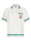 Casablanca Mens Tbc Cuban-collar Graphic-pattern Silk Shirt In White