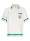 Casablanca Mens Tbc Cuban-collar Graphic-pattern Silk Shirt In White