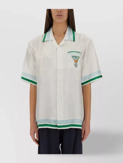 CASABLANCA CUBAN COLLAR SHIRT GRAPHIC PRINT
