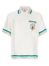 Casablanca Mens Tbc Cuban-collar Graphic-pattern Silk Shirt In White