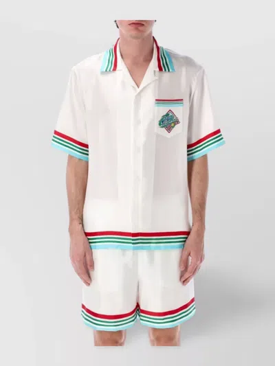 CASABLANCA CUBAN COLLAR SHIRT TENNIS ARTWORK