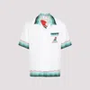 Casablanca Convertible-collar Printed Silk-twill Shirt In White