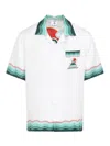 Casablanca Convertible-collar Printed Silk-twill Shirt In White