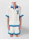 Casablanca White Shirt With Cuban Collar And Maxi Logo Printed On The Back In Silk Man