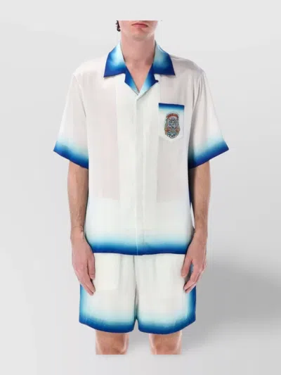 CASABLANCA CUBAN COLLAR SHIRT WITH SKATE ARTWORK PRINT