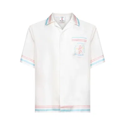 Pre-owned Casablanca Cuban Collar Short-sleeve Shirt 'dance Joy' | White | Men's Size L