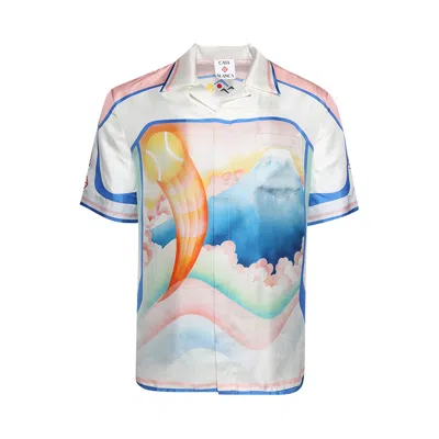 Pre-owned Casablanca Cuban Collar Short-sleeve Shirt 'fuji Dream' | White | Men's Size S