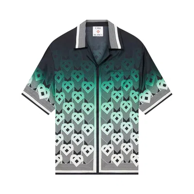 Pre-owned Casablanca Cuban Collar Short-sleeve Shirt 'monogram Gradient' | Blue | Men's Size Xl