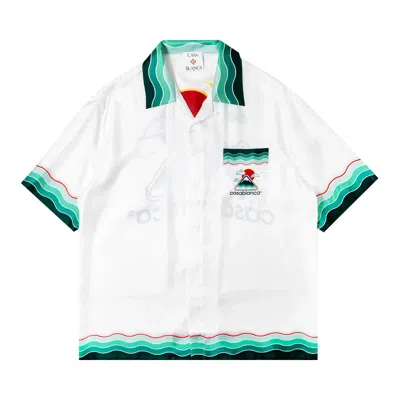 Pre-owned Casablanca Cuban Collar Short-sleeve Shirt 'montage Ondulee' | White | Men's Size M