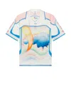 Casablanca Cuban Collar Short Sleeve Shirt In Multi