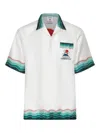Casablanca Silk Short-sleeved Shirt With Wave In White