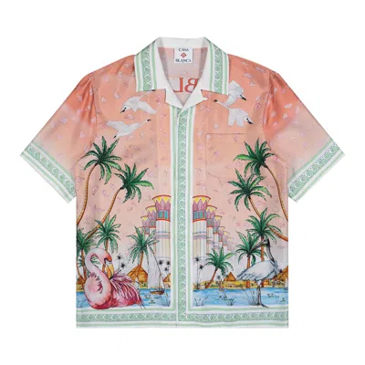 Pre-owned Casablanca Cuban Collar Short-sleeve Shirt 'ethereal' | Multi-color | Men's Size L In Multicolor