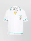 Casablanca Mens Tbc Cuban-collar Graphic-pattern Silk Shirt In White